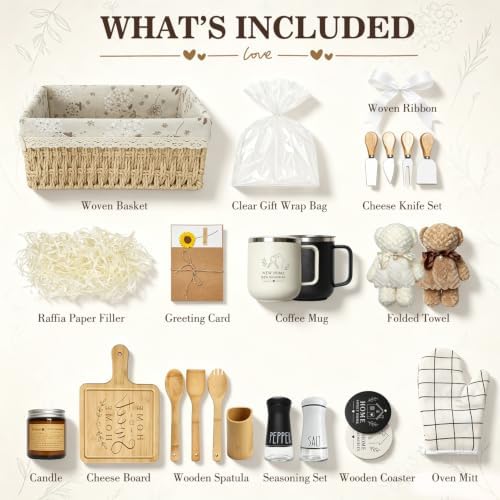24 Piece Housewarming Gift Basket, New Home Gifts for Couples, Women