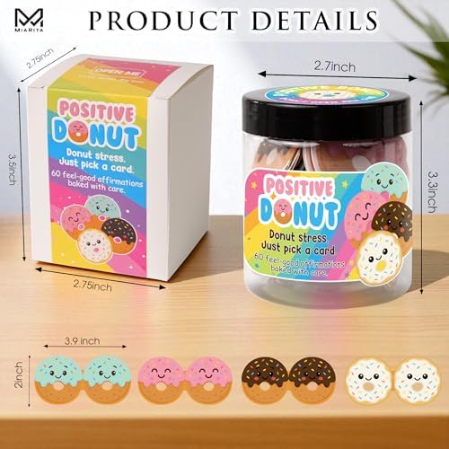 Positive Donut Jar, Funny Pun Gifts for Women, Teens, Coworkers, 60