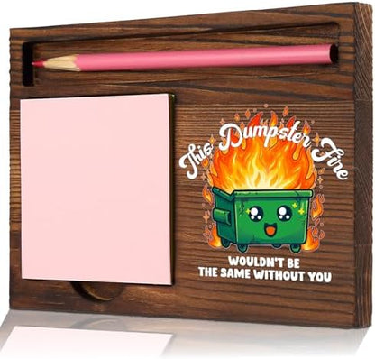 Appreciation Present for Coworker Sticky Note Holder Wooden Desk