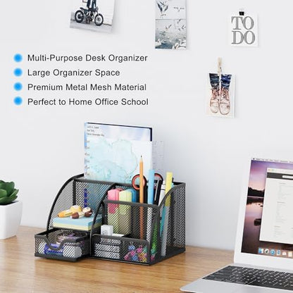 EasyPAG Mesh Desk Organizer with Drawer Multi-functional Pen Holder