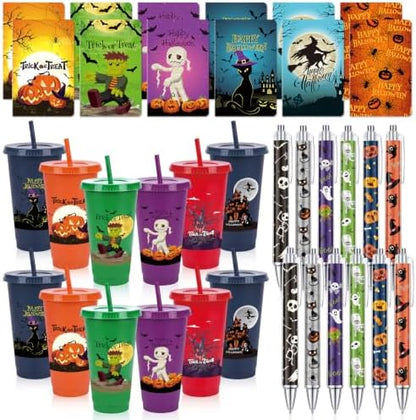 LemonRoad 36 Pcs Halloween Party Favors Set 12 Tumblers12 Pens 12