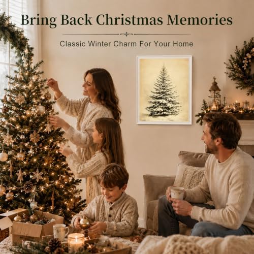 Christmas Wall Art, Vintage Christmas Tree Print, Rustic Winter Home