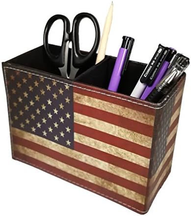 DreamsEden Pen Holder, Vintage American Flag Pencil Cup Desktop Pen