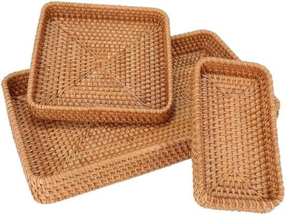 Rectangular Serving Tray for Home Decor,Decorative Serving Baskets for