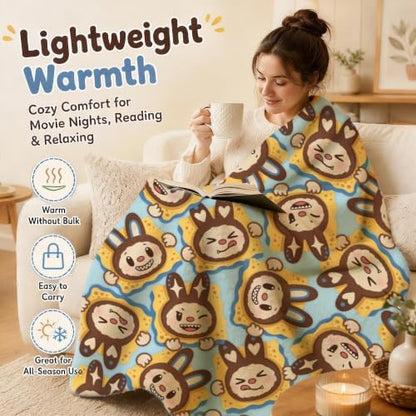 Pycat Cute Blue Flannel Throw Blanket, Monster Biscuits Birthday Gifts