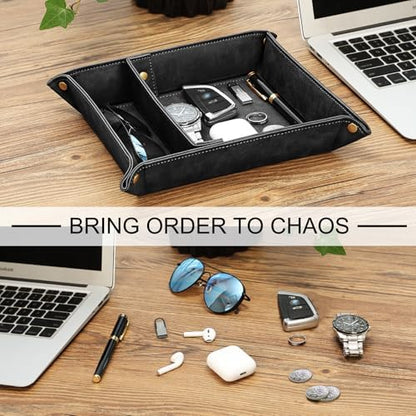 SITHON Valet Tray Desktop Storage Organizer with 2 Compartments