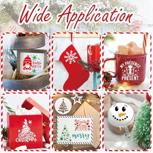 60pcs Small Christmas Stencils for Painting on Wood Ornaments