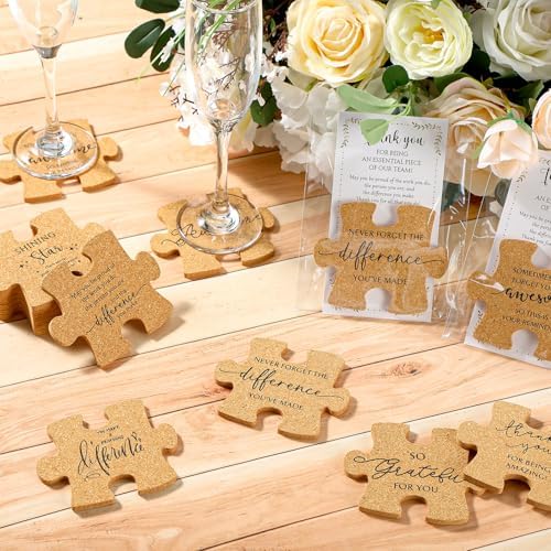 Hushee 20 Pcs Puzzle Coasters Appreciation Gifts, 10 Styles