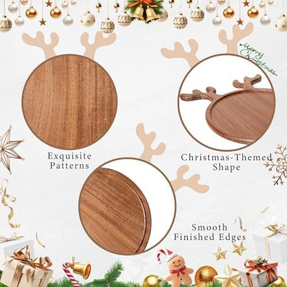 Christmas Reindeer-Shaped Acacia Wood Serving Platter