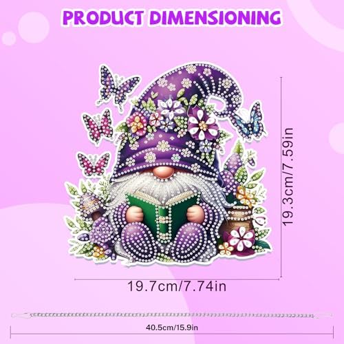 Bowetile Gnome Diamond Art Hanging Kits for Adults, 5D Special Shape