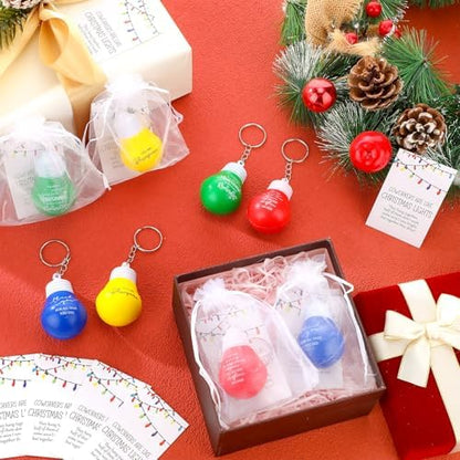 Landical 40 Set Christmas Coworker Gifts Light Bulb Keychain, 4 Styles