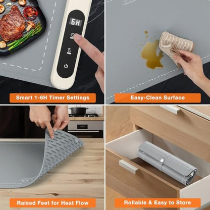 FYY Warming Mat for Food 24"x15", Rapid and Full Surface Heating Gray