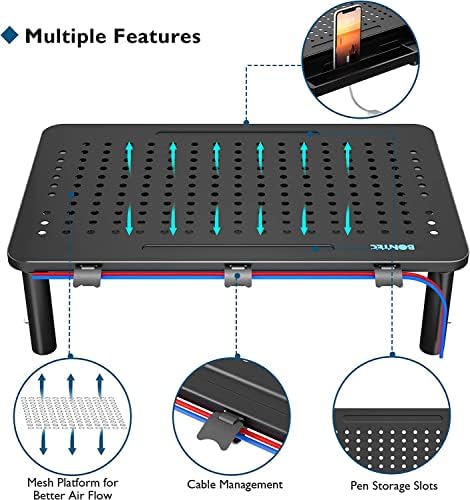 BONTEC 4 Pack Adjustable Monitor Stand Riser with Drawer, Supports
