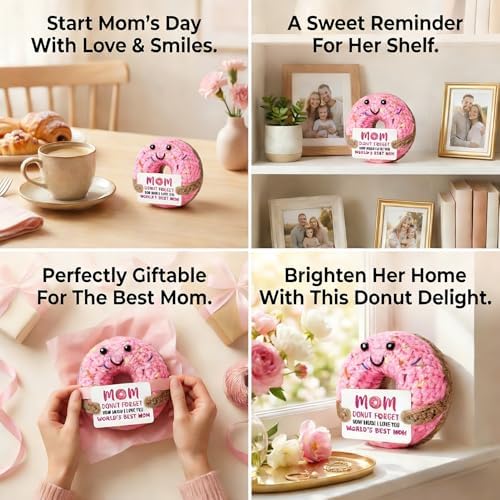 Handmade Crochet Donut Plush for Mom Sweet Emotional Support Gift