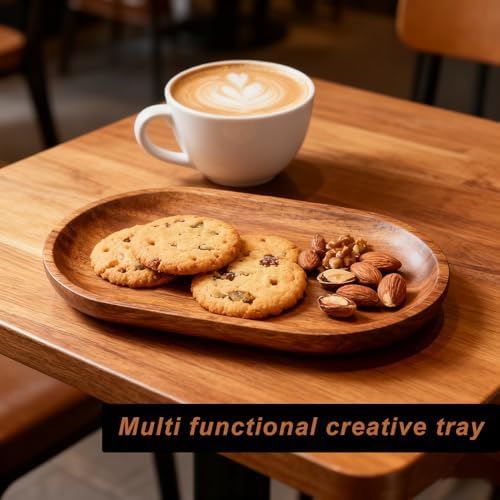 Small Wooden Tray, Oval Wood Serving Trays, Acacia Wood Platter for