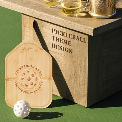 Pickleball Charcuterie Board, Bamboo Paddle-Shaped Serving Tray