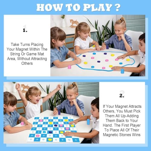Magnetic Chess Game,Magnet Game with 24 Stones & String Strategy Board