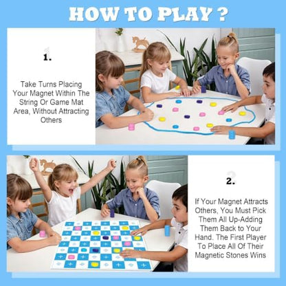 Magnetic Chess Game,Magnet Game with 24 Stones & String Strategy Board