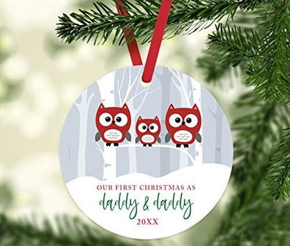 Andaz Press Custom Year Gay Couple Family Metal Christmas Ornament