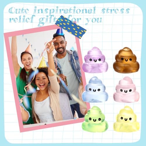 Wettarn 24 Sets Colorful Poop Fidget Keychains with Cards, Funny Gifts