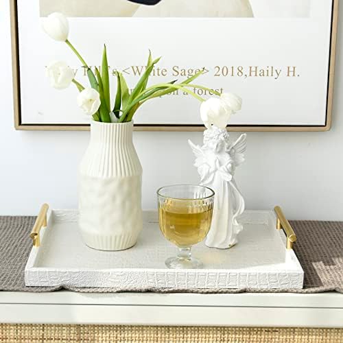 Set of 2 Modern Elegant Large Wood Serving Tray, Rectangle Decorative