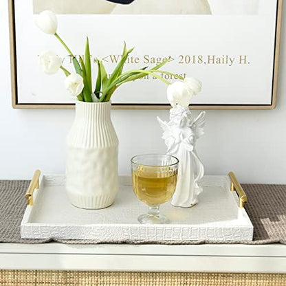 Set of 2 Modern Elegant Large Wood Serving Tray, Rectangle Decorative