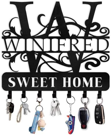 Personalized Metal Key Holder for Wall, Family Name Keys Holder Wall