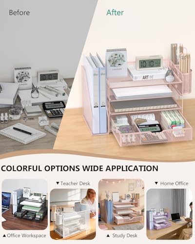WALI Desk File Organizer, 4 Tier Desktop Paper Letter Tray Organizer