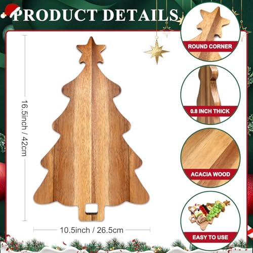 Wooden Christmas Kitchen Decor Acacia Wood Tree Cutting Charcuterie