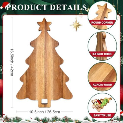 Wooden Christmas Kitchen Decor Acacia Wood Tree Cutting Charcuterie