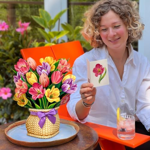 Freshcut Paper Festive Tulips 12" Life-Sized 3D Pop Up Card