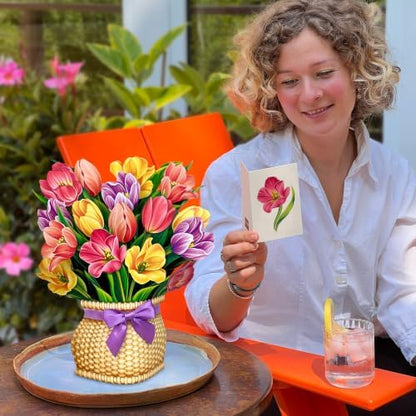 Freshcut Paper Festive Tulips 12" Life-Sized 3D Pop Up Card