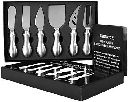 WoneNice Cheese Knife Set, 6-Piece Stainless Steel Knives