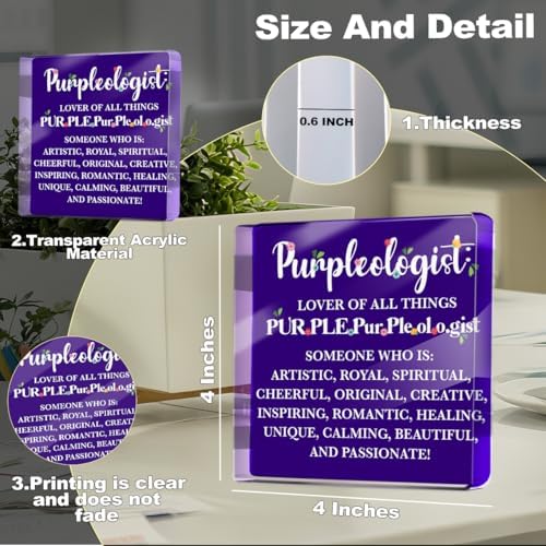 Purple Gifts for Women Bestie, Purple Office Desk Accessories Acrylic