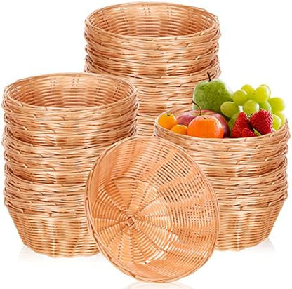 Amyhill 30 Pack Samll Bread Baskets Bulk, 7.1" Round Chip Baskets