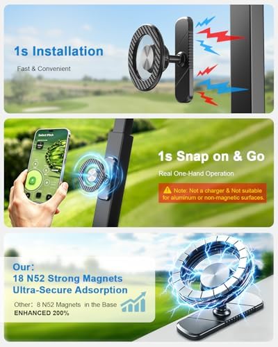 Magnetic Golf Cart Phone Holder, Unique Golf Accessories for Men