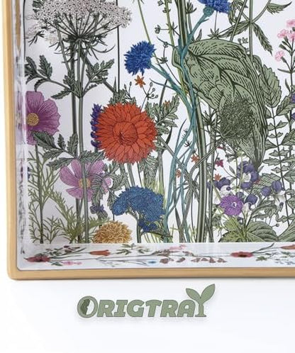 Serving Tray with Handles, Rectangular Plastic Tray 15.75x11.81 Inch