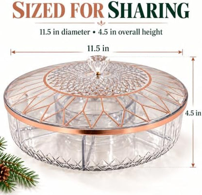 Clear Divided Candy and Snack Serving Tray with Lid, 6 Compartments