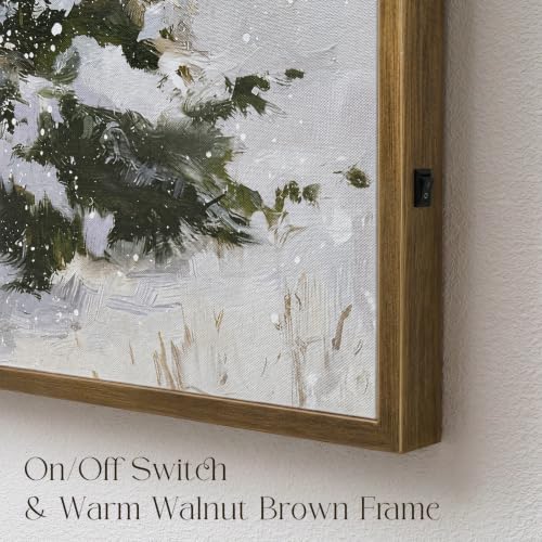 Christmas Decorations-18“ x 24" Lighted Framed Snowy Tree Canvas Wall