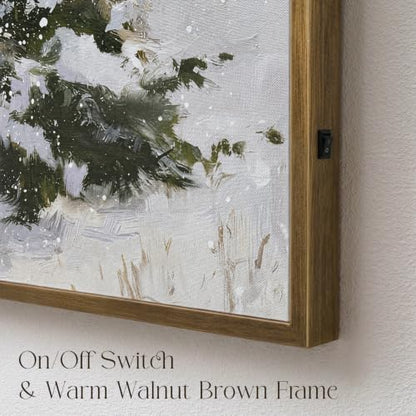 Christmas Decorations-18“ x 24" Lighted Framed Snowy Tree Canvas Wall