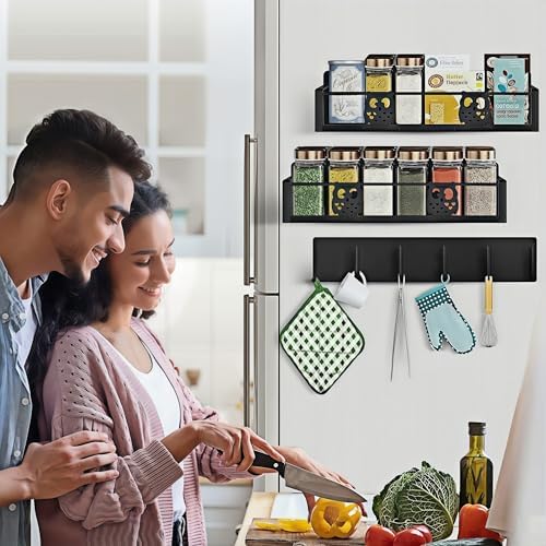 Magnetic Spice Rack for Refrigerator,Space Saving Kitchen Organizer