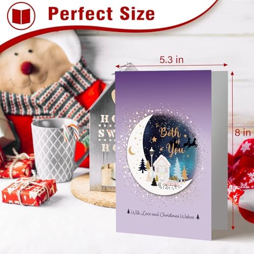 Both of You Merry Christmas Card, Moon Christmas Card for Couple