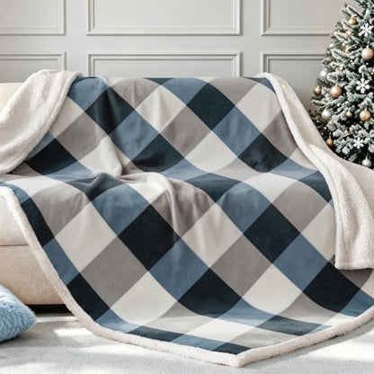 PU MEI Sherpa Fleece Throw Blanket 60" x 80" Reversible Plush Fluffy