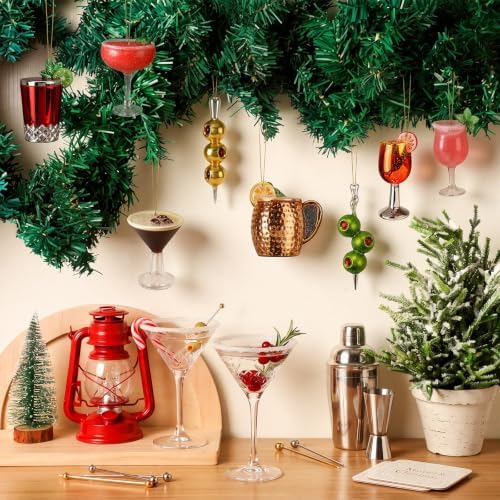 Amyhill 24 Pcs Acrylic Martini Cocktail Christmas Ornaments Hanging