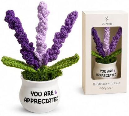Crochet Flowers Lavender, Appreciation Gift for Women, Coworker