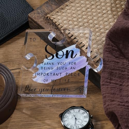 Acrylic Puzzle Plaque - Warm Words for My Son - Mom & Dad's Gift for