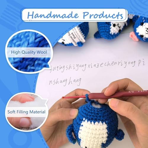 Crochet Shark Plush with Affirmation Card