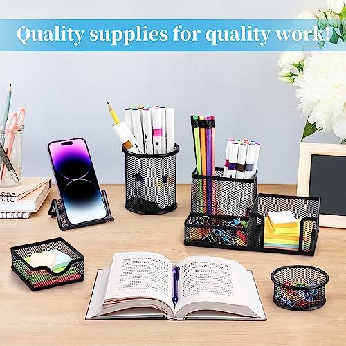 Mesh Pen Holder for Desk Pencil Holders 5 Pieces Desk Organizer Office