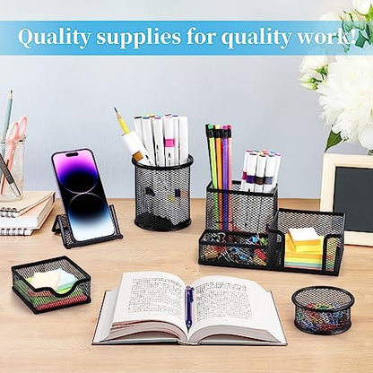 Mesh Pen Holder for Desk Pencil Holders 5 Pieces Desk Organizer Office