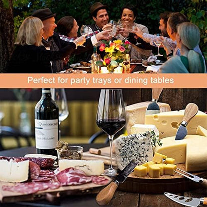 6-Piece Cheese Knife Set - Acacia Wood Handle Stainless Steel Cheese